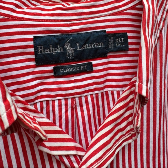 Polo Ralph Lauren Red White Button Down Shirt Size XLT - Picture 2 of 2